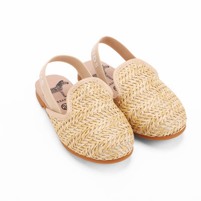 Zeebra Kids woven slingbacks in wheat for girls casual or weekday wear.