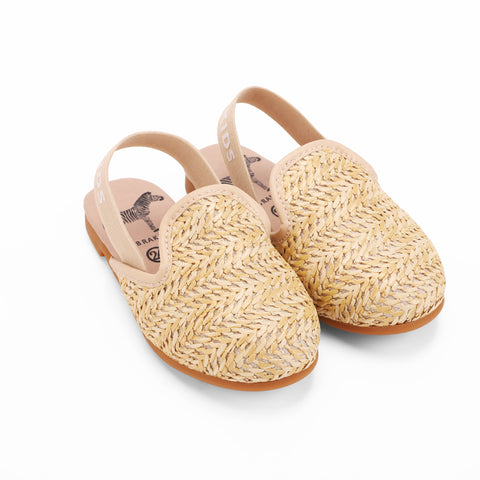 Zeebra Kids woven slingbacks in wheat for girls casual or weekday wear.