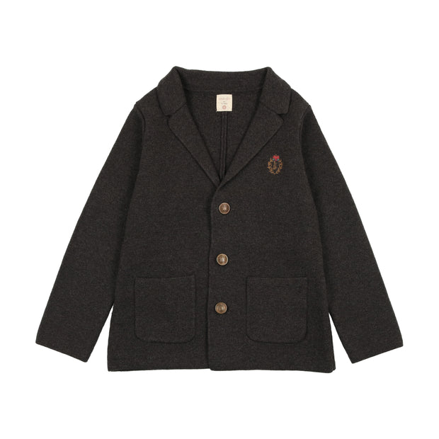 Analogie Crest Knit Blazer - Dark Gray