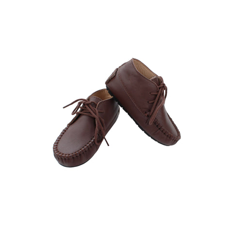 Perroquet Baby Casual Laced Leather Shoes - Dark Brown