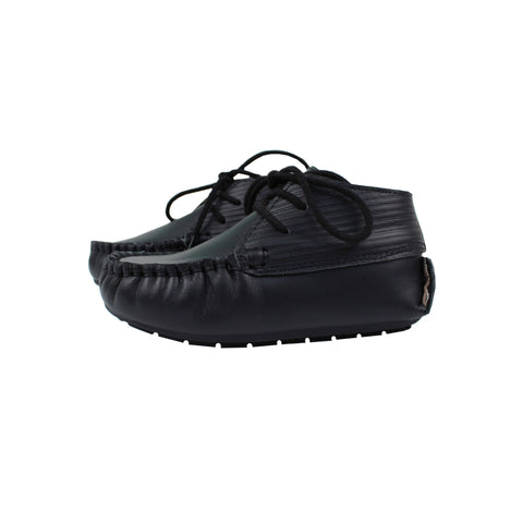 Perroquet Baby Casual Laced Leather Shoes with Lines - Black