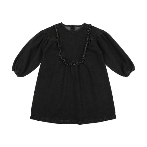 Analogie Denim Long Sleeve Dress - Black