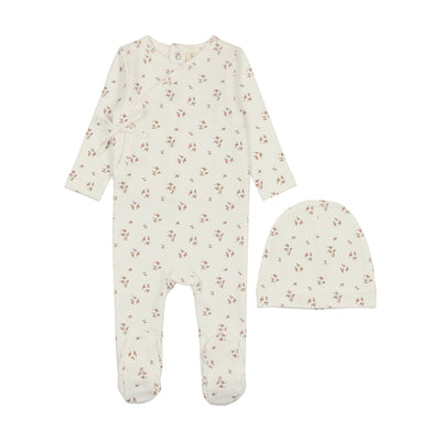 Lilette Dainty Floral Footie Set - Winter White/Floral