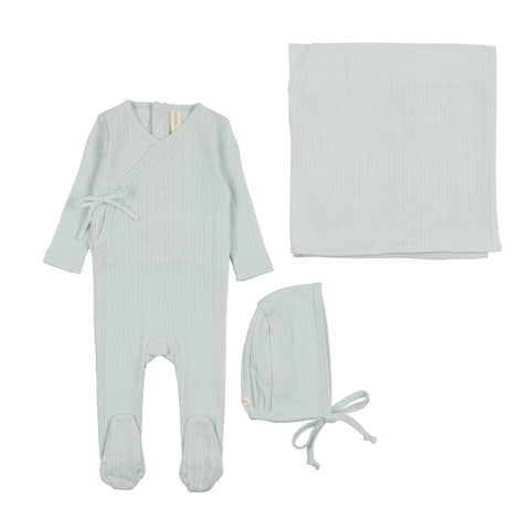 Lilette Fine Pointelle Layette Set - Sky Blue