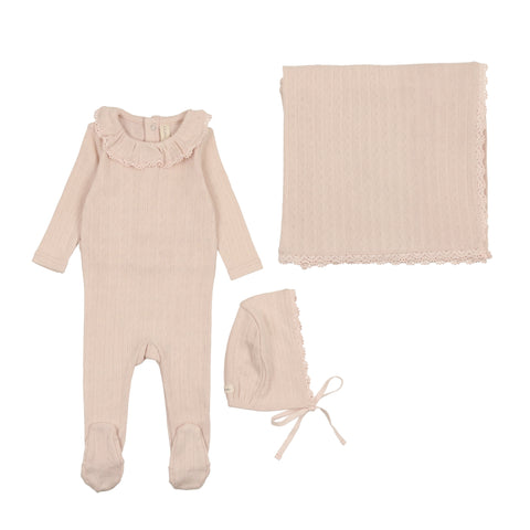 Lilette Fine Pointelle Ruffle Layette Set - Petal Pink