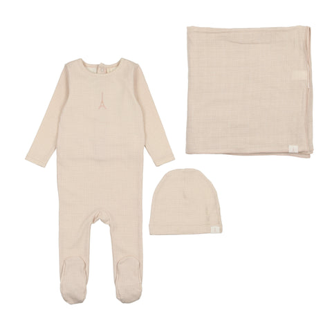 Lilette light pink gingham print layette set from our Gingham Print.