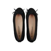 Perroquet Girls Black Velvet Ballet Flats with No Cap Toe - Black