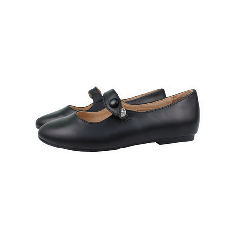 Perroquet Girls Front Strap Leather Mary Jane - Black