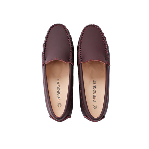 Perroquet Silky Leather Moccasin Loafers - Burgundy