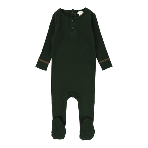 Lil Legs Henley Footie - Green