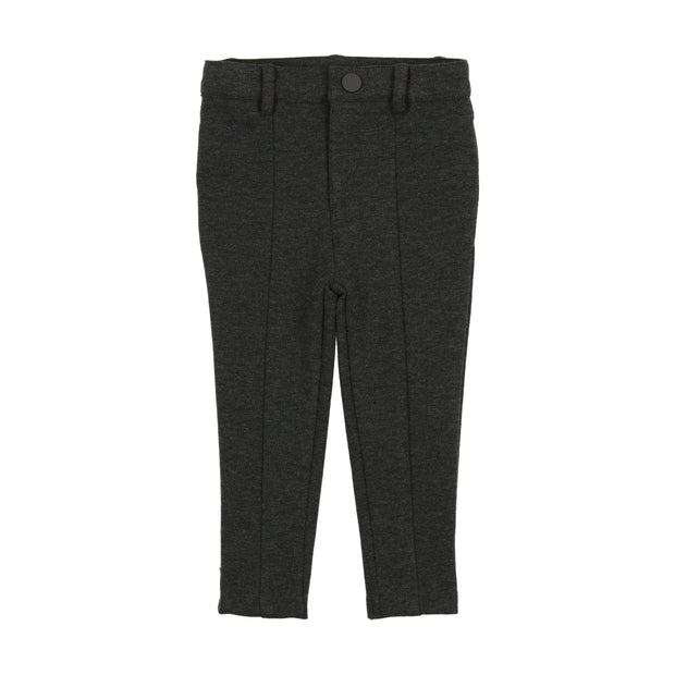 Lil Legs Knit Stretch Pants with Leg Seam - Heather Gray