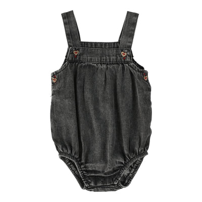 Analogie black wash stonewash girls romper from our Denim Tencel Collection.