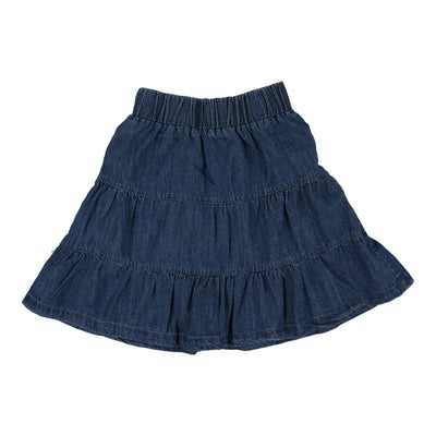 Analogie dark wash tiered denim skirt from our Lightweight Denim Collection.