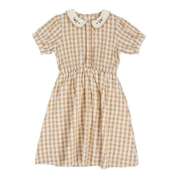 Analogie Gingham Dress Short Sleeve - Golden