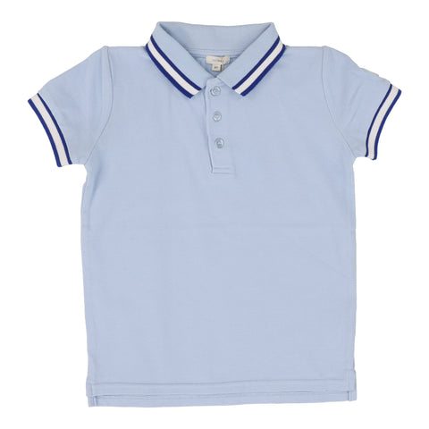 Lil Legs Thick White Stripe Polo Short Sleeve - Light Blue