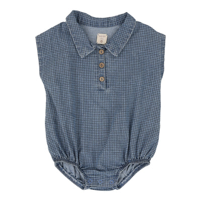 Analogie Checked Romper - Denim (Printed Denim Collection)