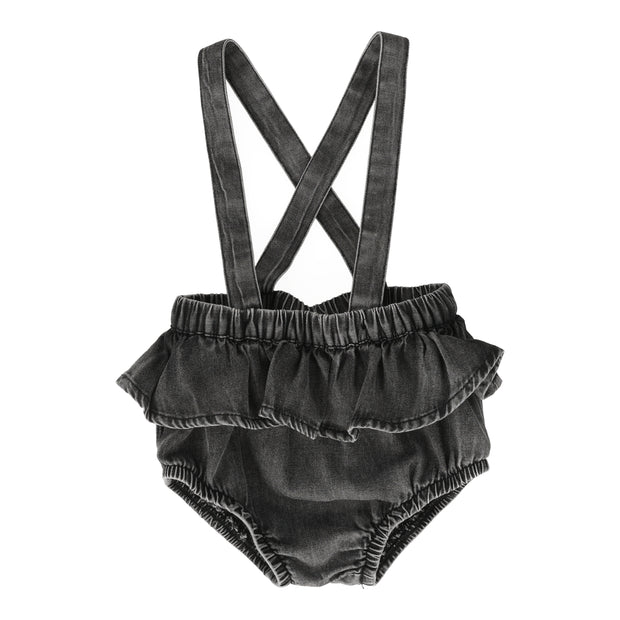 Analogie black wash stonewash flutter suspender bloomer from our Taupe Collection.