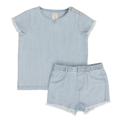 Analogie light wash boys fringe set from our Lightweight Denim Collection.