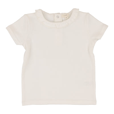 Analogie winter white ruffle t-shirt from our Denim Tencel Collection.