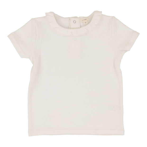 Analogie winter white ruffle t-shirt from our Denim Tencel Collection.