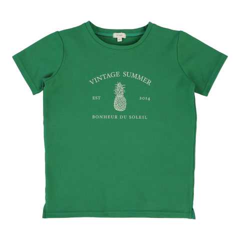 Lil Legs Boys Print T-Shirt Short Sleeve - Green (Vintage Contrast Collection)