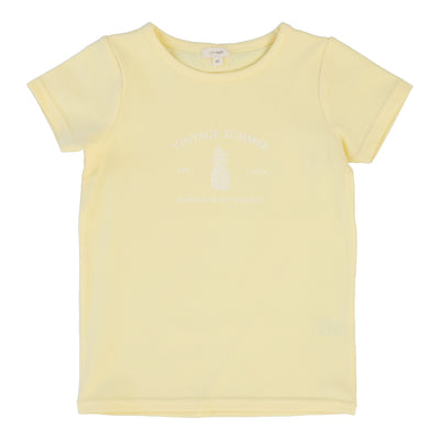 Lil Legs Boys Print T-Shirt Short Sleeve - Yellow (Vintage Contrast Collection)