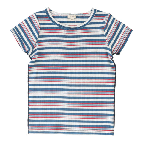 Lil Legs Basic Girls T-Shirt Short Sleeve - Multistripe (Vintage Contrast Collection)