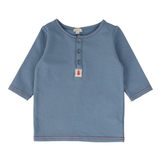 Lil Legs Girls Henley T-Shirt Three Quarter Sleeve - Blue