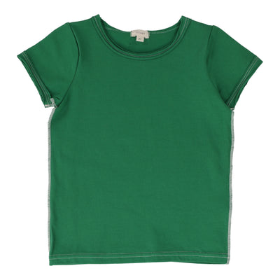 Lil Legs Basic Girls T-Shirt Short Sleeve - Green (Vintage Contrast Collection)