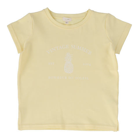 Lil Legs Girls Print T-Shirt Short Sleeve - Yellow (Vintage Contrast Collection)