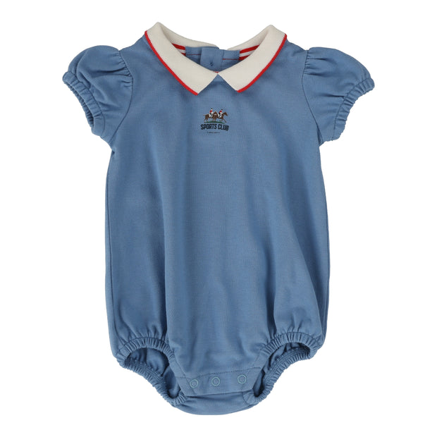 Analogie Puff Sleeve Polo Romper - Light Blue (Sports Collection)