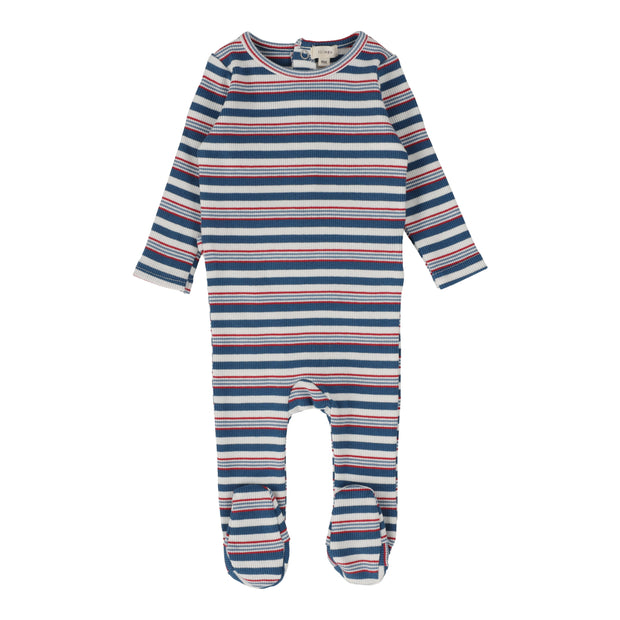 Lil Legs Multistripe Rib Footie - Multistripe (Vintage Contrast Collection)