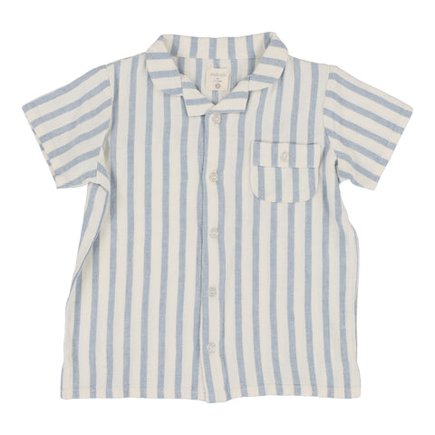 Analogie blue linen stripe button down shirt from our Dressy Basics.