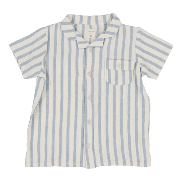 Analogie blue linen stripe button down shirt from our Dressy Basics.