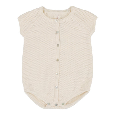 Analogie natural ivory knit boys romper from our Dressy Knit Basics.