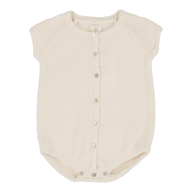 Analogie Knit Boys Romper - Natural Ivory