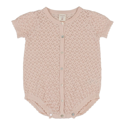 Analogie pearl pink knit girls romper from our Dressy Knit Basics.