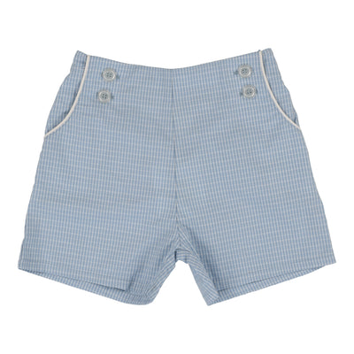 Analogie light blue windowpane button shorts from our Windowpane Collection.