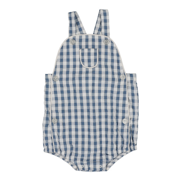 Analogie bright blue gingham suspender romper from our Gingham Dressy Collection.