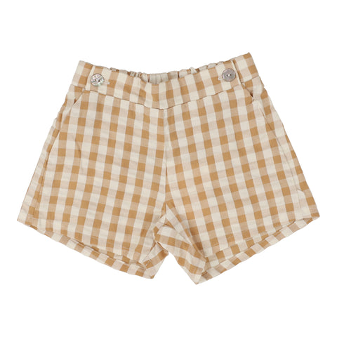 Analogie golden gingham pull on shorts from our Gingham Dressy Collection.