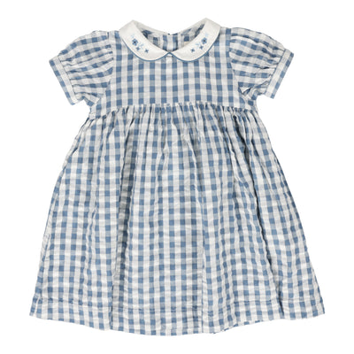 Analogie bright blue gingham dress short sleeve from our Gingham Dressy Collection.