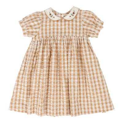 Analogie golden gingham dress short sleeve from our Gingham Dressy Collection.