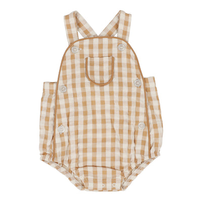 Analogie golden gingham suspender romper from our Gingham Dressy Collection.