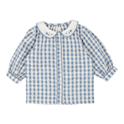 Analogie bright blue gingham girls shirt from our Gingham Dressy Collection.