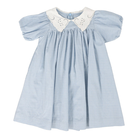 Analogie light blue windowpane dress short sleeve from our Windowpane Collection.