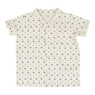 Analogie cream geometric collar shirt from our Lightweight Denim Collection.