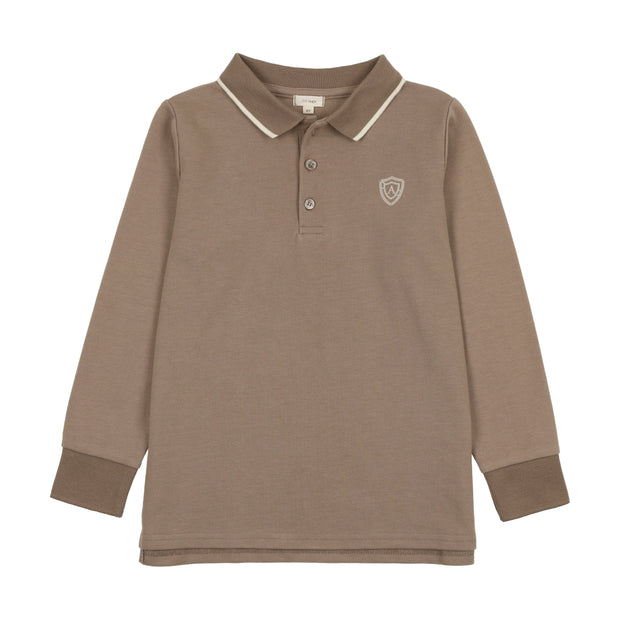 Lil Legs Logo Long Sleeve Polo - Taupe