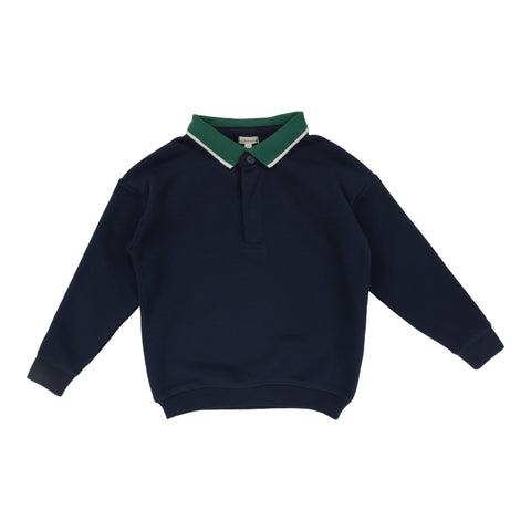 Lil Legs Varsity Sweatshirt Long Sleeve Polo - Navy