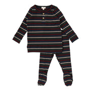 Lil Legs Henley Ribbed Set - Black Multicolor