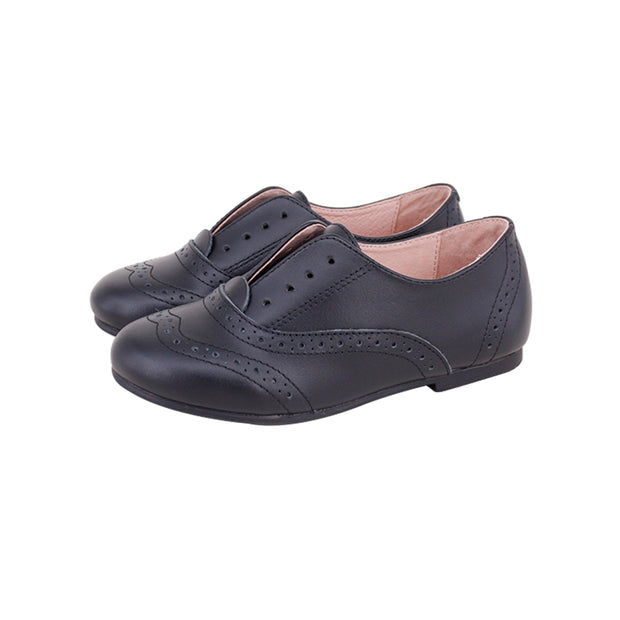 Perroquet Boys Laceless Leather Oxfords - Black